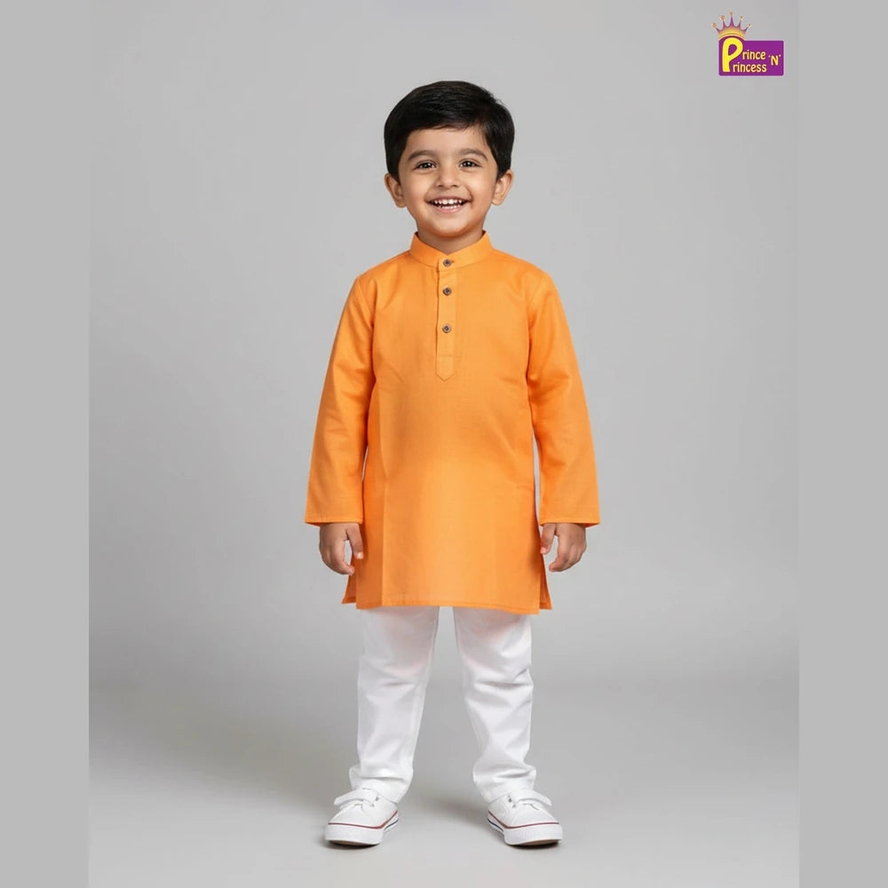 Boys Peach Cotton Kurta Pajama KP019